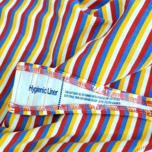 NEW Women's Madewell Rainbow Stripe Ribbed Thong Bodysuit, Size XS and XXS - Red - Picture 8 of 9